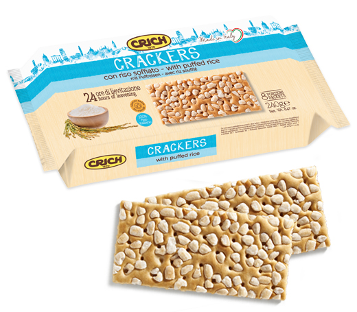 CRACKERS CON RISO SOFFIATO 240g - Crich Biscotti, Wafers, Crackers, snack e  salatini